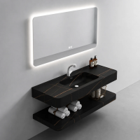 Set Mobilier KRISS pentru Baie, 80cm, 3 Piese, Negru