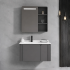 Set Mobilier ORIA pentru Baie, Dulap Lavoar+Dulap Oglinda 60cm, 2 Piese, Gri si Alb [2]