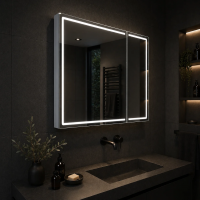 Oglinda LED cu Dulap LENTO 80x70 cm Gri Iluminare Perimetrala si Senzor Radar Oglinda LED cu Dulap LENTO 80x70 cm Gri Iluminare Perimetrala si Senzor Radar