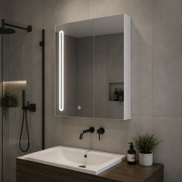 Oglinda LED cu Dulap PLANO 80x70 cm Alb Senzor Touch si Depozitare