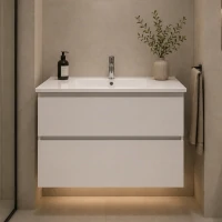 Set Mobilier BELO pentru Baie, Dulap Lavoar, 2 Sertare, Alb
