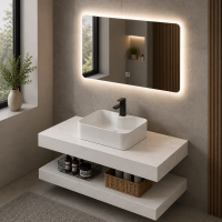 Set Mobilier AURO pentru Baie, 60cm, 3 Piese, Alb