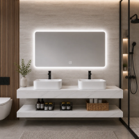 Set Mobilier AVEN Duo pentru Baie, 140cm, 3 Piese, Alb