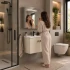 Set Mobilier RISHTON pentru Baie, Dulap Lavoar+Dulap Oglinda 60cm, 2 Piese, Gri si Alb [4]