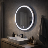 Oglinda LED Touch Gallio , Diametru 60cm, Lumina Rece 6000K, Sticla