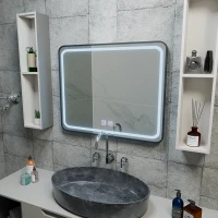 Oglinda LED Rectangulara 80x60cm – EDGE Touch Sistem Dezaburire, Rama Neagra