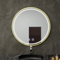 Oglinda LED Rotunda, 80cm, Glanz Touch, Sistem Dezaburire, Dimabila
