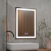 Oglinda LED Rectangulara, 50x70cm, RADIANTE Touch, Lumina Rece, Sistem Dezaburire, Dimabila