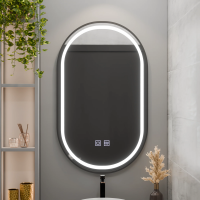 Oglinda LED Ovala 60x100cm VETRO, 22W, Touch Sistem Dezaburire Dimabila, Rama Neagra Oglinda LED Ovala 60x100cm VETRO, 22W, Touch Sistem Dezaburire Dimabila, Rama Neagra