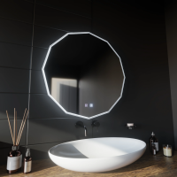 Oglinda LED Rotunda, 60cm, VIVO Touch, Sistem Dezaburire, Dimabila