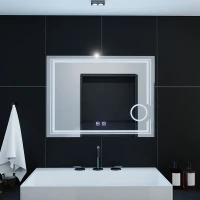 Oglinda LED Rectangulara, 80x60cm, Lumina Rece, CANTO Touch, Sistem Dezaburire, Dimabila