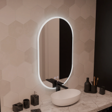 Oglinda LED Ovala 60x80cm Llexort, Touch, Sistem Dezaburire, Dimabila Oglinda LED Ovala 60x80cm Llexort, Touch, Sistem Dezaburire, Dimabila