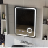 Oglinda LED Touch Ulrich Sistem Dezaburire, Ceas si Temperatura 75x90 cm Rama Negru Brushed Lupa Cosmetica [3]