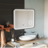 Oglinda LED Touch Bernd Sistem Dezaburire, Ceas si Temperatura 80x60 cm Rama Negru Brushed Lupa Cosmetica [3]