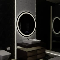 Oglinda LED Rotunda, 100cm, Celeste MotionGlow Marcello, Sistem Dezaburire, Ceas & Termometru, Dimabila Oglinda LED Rotunda, 100cm, Celeste MotionGlow Marcello, Sistem Dezaburire, Ceas & Termometru, Dimabila