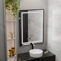 Oglinda LED Rectangulara, 50x70cm, Verite Majeste Noir Motion Glow Marcello, Sistem Dezaburire, Ceas & Termometru, Dimabila