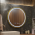 Oglinda LED Senzor MotionGlow Faratya Sistem Dezaburire Termometru si Ceas Rama Auriu Periat Rotunda Diametru 100 cm Lumina Rece/Calda/Neutra Dimabila Colectia Marcello Funghi [3]