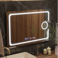 Oglinda LED Rectangulara, 120x80cm, Eclat MotionGlow Marcello, Sistem Dezaburire, Ceas & Termometru, Lupa Cosmetica, Dimabila