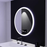 Oglinda LED Rotunda GIULIA, 70cm, senzor MotionGlow, Sistem Dezaburire, Ceas & Termometru, Dimabila, Marcello Funghi