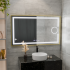 Oglinda LED Rectangulara, 110x65cm, Eclat MotionGlow Marcello, Sistem Dezaburire, Ceas & Termometru, Lupa Cosmetica, Dimabila, Rama Auriu Brushed [3]