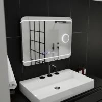 Oglinda LED Rectangulara, 80x60cm, Stile MotionGlow Marcello, Sistem Dezaburire, Ceas & Termometru, Lupa Cosmetica, Dimabila Oglinda LED Rectangulara, 80x60cm, Stile MotionGlow Marcello, Sistem Dezaburire, Ceas & Termometru, Lupa Cosmetica, Dimabila