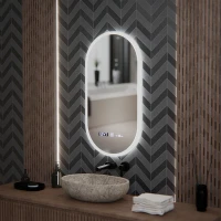 Oglinda LED Ovala, 50x100cm, Lucia Senzor Marcello, Sistem Dezaburire, Ceas & Termometru, Dimabila Oglinda LED Ovala, 50x100cm, Lucia Senzor Marcello, Sistem Dezaburire, Ceas & Termometru, Dimabila