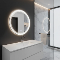 Oglinda LED Rotunda Nexos, 60cm, 24W, Lumina Calda/ Rece/ Neutra, Senzor, Sistem Dezaburire, Ceas, Dimabila Oglinda LED Rotunda Nexos, 60cm, 24W, Lumina Calda/ Rece/ Neutra, Senzor, Sistem Dezaburire, Ceas, Dimabila