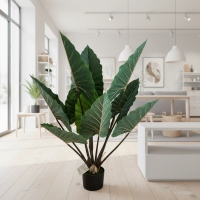 Planta Artificiala Tip Alocasia Cu Frunze Late, 120 cm, Verde