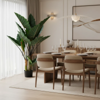 Planta Artificiala Tip Alocasia Cu Frunze Late, 3 trunchiuri, Plastic, 160 cm, Verde
