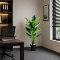 Planta Artificiala Tip Alocasia, 12 frunze, 150 cm, Verde