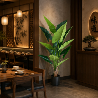 Planta Artificiala Tip Alocasia, 14 frunze, 170 cm, Verde