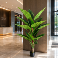 Planta Artificiala Tip Alocasia, 2 tulpini, 190 cm, Verde