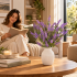 Planta Artificiala, Floare Decorativa de Lavanda, 9 Ramuri, 44 cm, Mov si Verde, Set de 2 Bucati [4]
