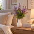 Planta Artificiala, Floare Decorativa de Lavanda, 5 Ramuri, 41 cm, Mov Verde si Alb, Set de 2 Bucati [3]