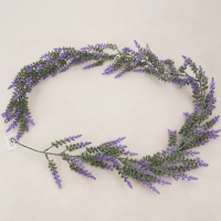 Planta Artificiala Ghirlanda Decorativa de Lavanda, Aspect Bogat, 185cm, 122 Ramificatii, Verde si Mov, Set de 2 Bucati