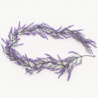 Planta Artificiala Ghirlanda Decorativa de Lavanda, Aspect Delicat, 185cm, 122 Ramificatii, Verde si Mov, Set de 2 Bucati