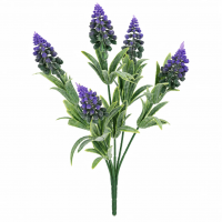 Planta Artificiala, Floare Decorativa de Lavanda, 5 Ramuri, 33 cm, Mov si Verde, Set de 2 Bucati