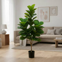 Planta Artificiala Copac Tip Smochin, Plastic, 3 brate, 160 cm, Verde, cu Ghiveci