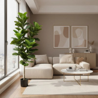 Planta Artificiala Copac Tip Smochin, Frunze cu 4 ramificatii, 180 cm, Verde, cu Ghiveci