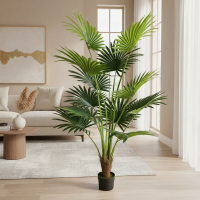 Planta Artificiala Tip Palmier Livistona Evantai, 12 frunze, 180 cm, Verde