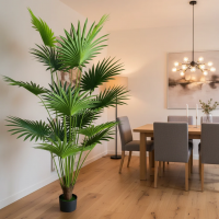 Planta Artificiala Tip Palmier Livistona Evantai, 15 frunze, 200 cm, Verde