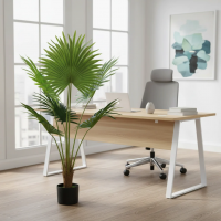 Planta Artificiala Tip Palmier Livistona Evantai, 5 frunze, 120 cm, Verde