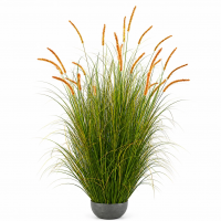 Planta Artificiala Iarba Ornamentala Tip Coada de Pisica, 150cm, 26 tulpini, Iarba curbata si Spice, Verde Tomnal, Fara Ghiveci