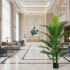 Planta Artificiala Copac Tip Palmier Kentia, 3 tulpini, 17 frunze, 220 cm, Verde, cu Ghiveci [2]