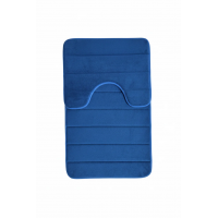 Covorase de Baie, 80x50 cm / 50x40 cm, Albastru, Antiderapant, Absorbant, Set 2 bucati