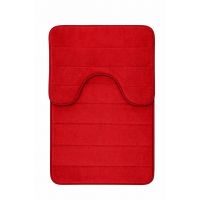 Covorase de Baie, 80x50 cm / 50x40 cm, Rosu, Antiderapant, Absorbant, Set 2 bucati