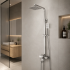 SET Coloana de dus cu baterie, Inox, para patrata, efect ploaie, 3 functii, montare pe perete, Satinat, Accesorii Incluse, LY005 [2]
