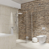 Paravan dus Walk-In 90x195 cm, sticla securizata 8 mm, transparenta, profil metalic rezistent
