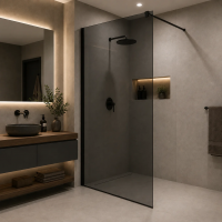 Paravan dus Walk-In 70x195cm, Sticla Gri securizata 8 mm, Profil metalic rezistent, Gri Paravan dus Walk-In 70x195cm, Sticla Gri securizata 8 mm, Profil metalic rezistent, Gri
