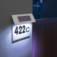 Placa numar casa iluminata LED, incarcare solara, carcasa din INOX Placa numar casa iluminata LED, incarcare solara, carcasa din INOX